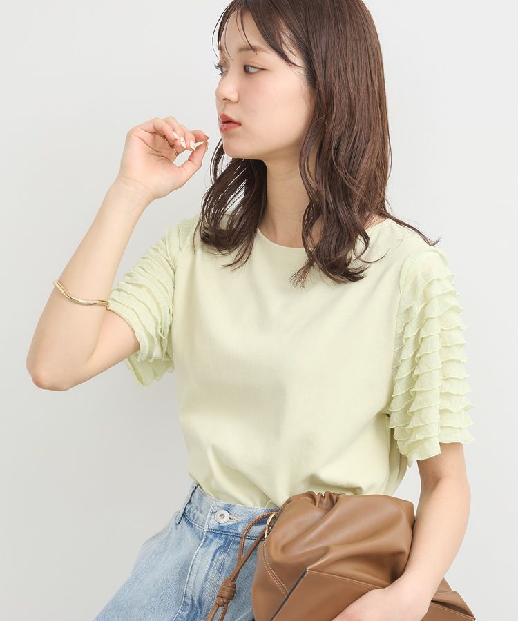 earth music&ecology「フリルスリーブカットソー」|Tシャツ・カットソー|Yellow