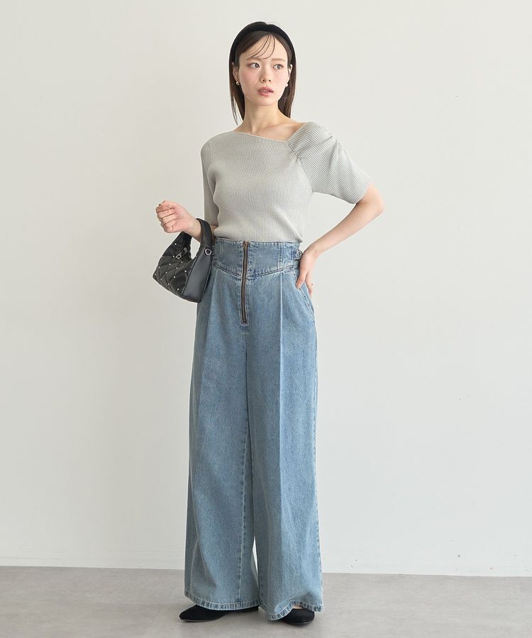 earth music&ecology「サイドベルトデニムパンツ」|デニム|