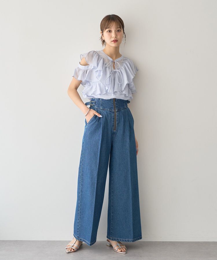 earth music&ecology「サイドベルトデニムパンツ」|デニム|