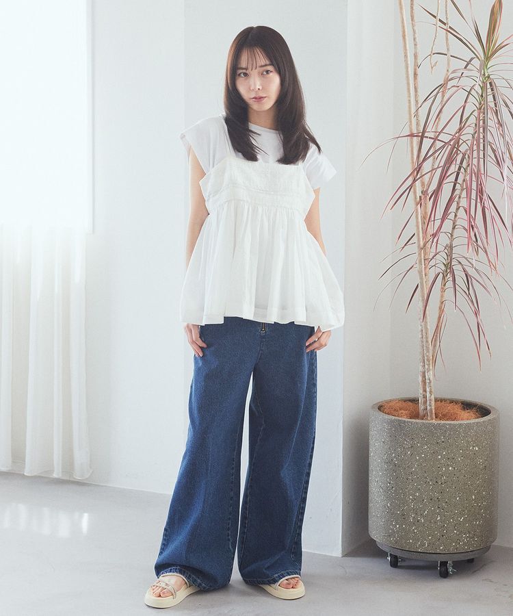 earth music&ecology「サイドベルトデニムパンツ」|デニム|