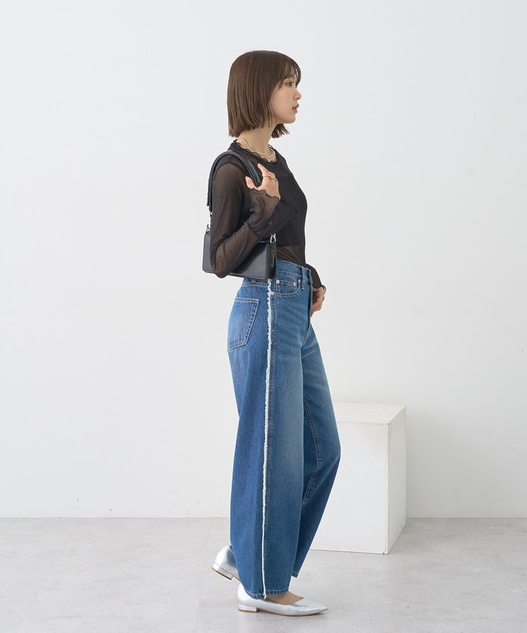 earth music&ecology「ワイドフリンジデニムパンツ」|デニム|