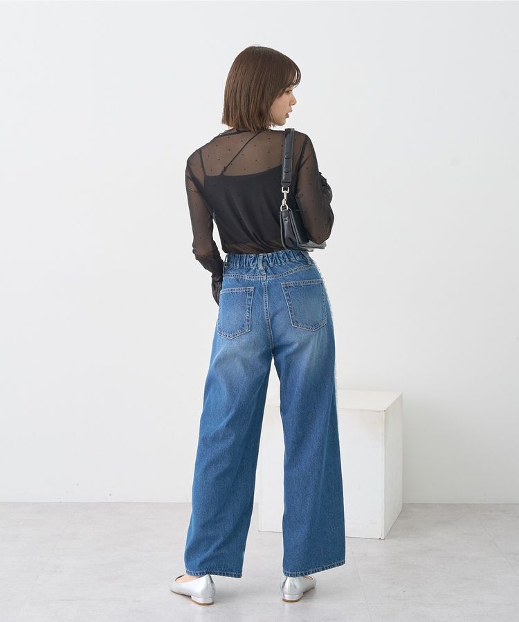 earth music&ecology「ワイドフリンジデニムパンツ」|デニム|