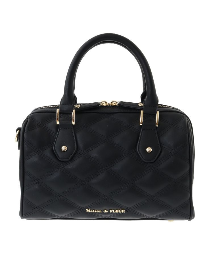 Maison de FLEUR「キルティングボストンMバッグ」|ハンドバッグ|ブラック