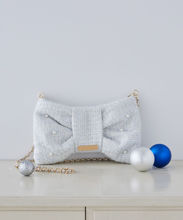 Maison de FLEUR「ツイードリボン型ショルダーバッグ」|ショルダー・メッセンジャー|ブルー