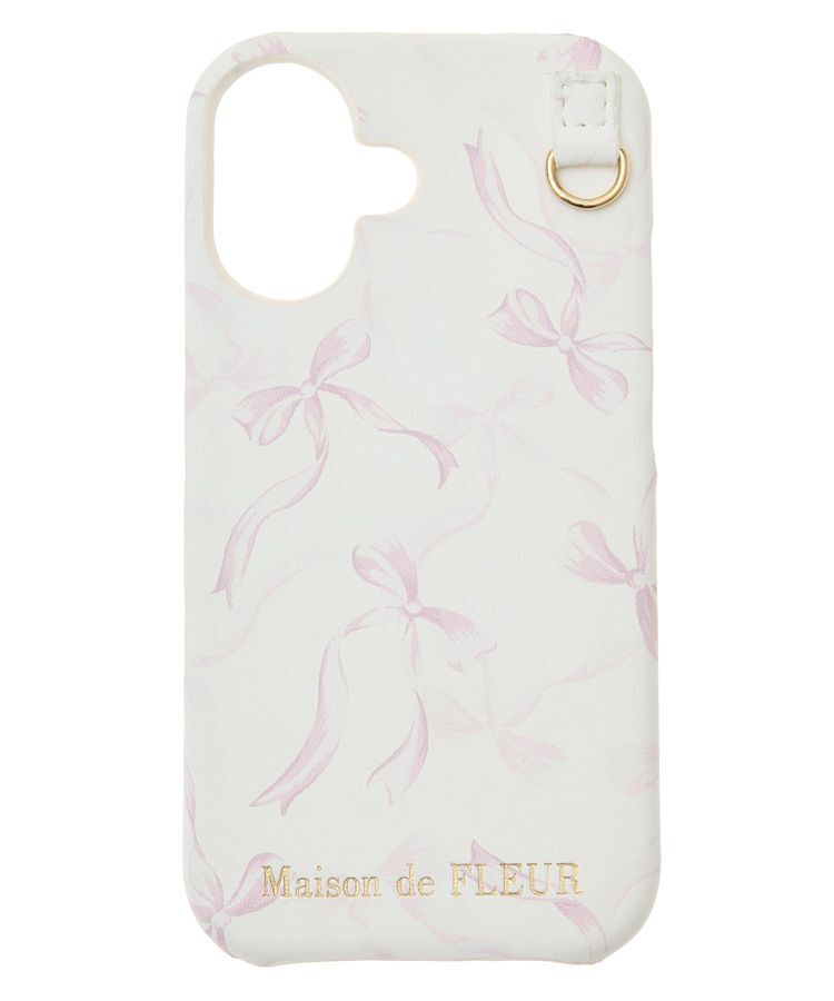 Maison de FLEUR「リボンプリントアイフォン16ケース」|モバイルケース|