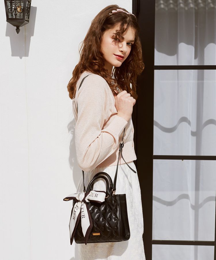 Maison de FLEUR「スカーフ付リボンキルティング2Wayバッグ」|トートバッグ|ブラック