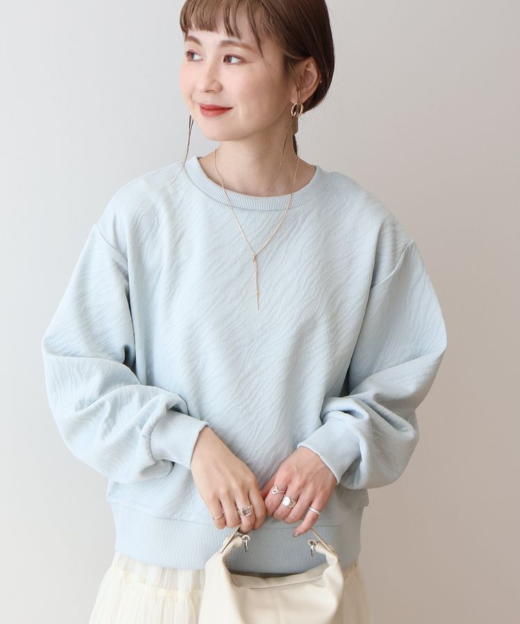 AMERICAN HOLIC「ゼブラ柄ジャガードカットプルオーバー」|スウェット・ジャージ|Light Blue