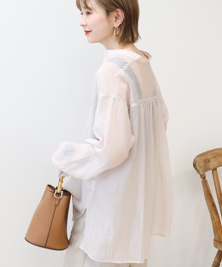 AMERICAN HOLIC「楊柳シアーバンドカラーシャツ」|シャツ・ブラウス|