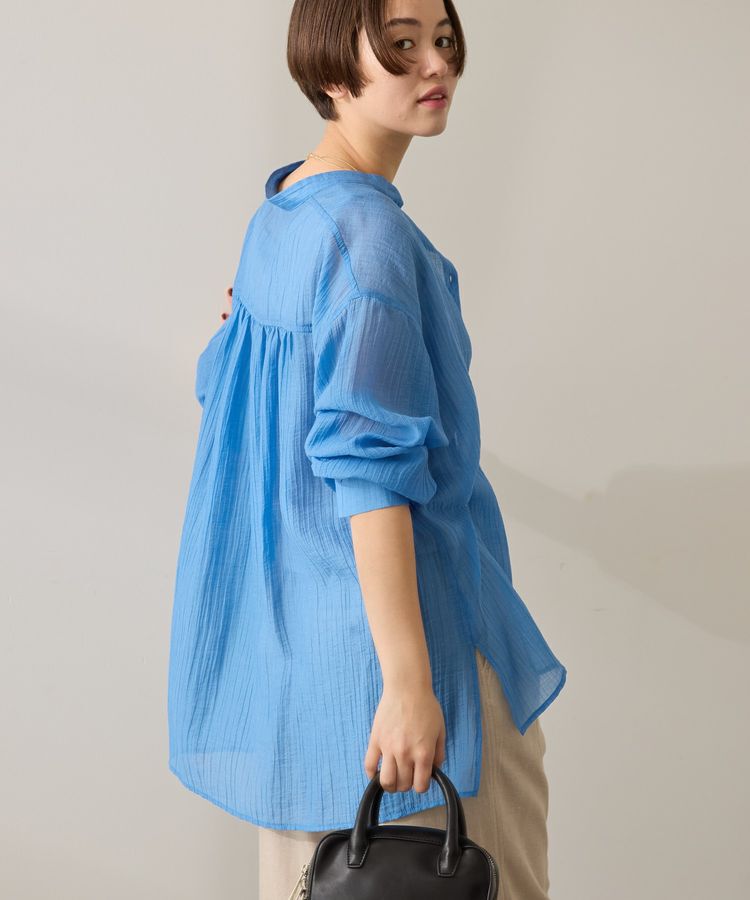 AMERICAN HOLIC「楊柳シアーバンドカラーシャツ」|シャツ・ブラウス|