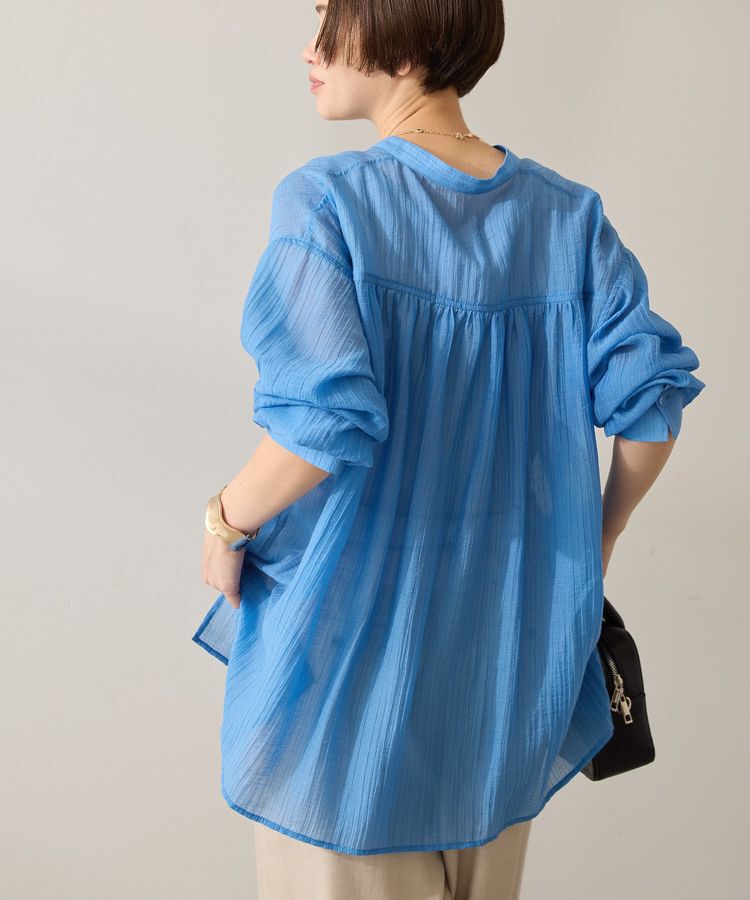 AMERICAN HOLIC「楊柳シアーバンドカラーシャツ」|シャツ・ブラウス|