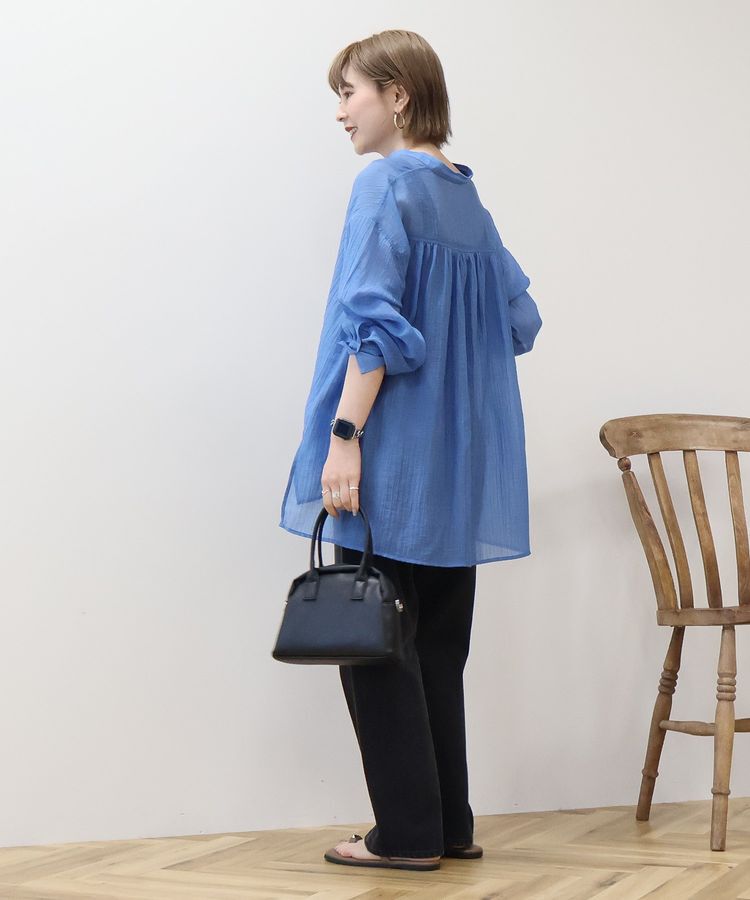 AMERICAN HOLIC「楊柳シアーバンドカラーシャツ」|シャツ・ブラウス|