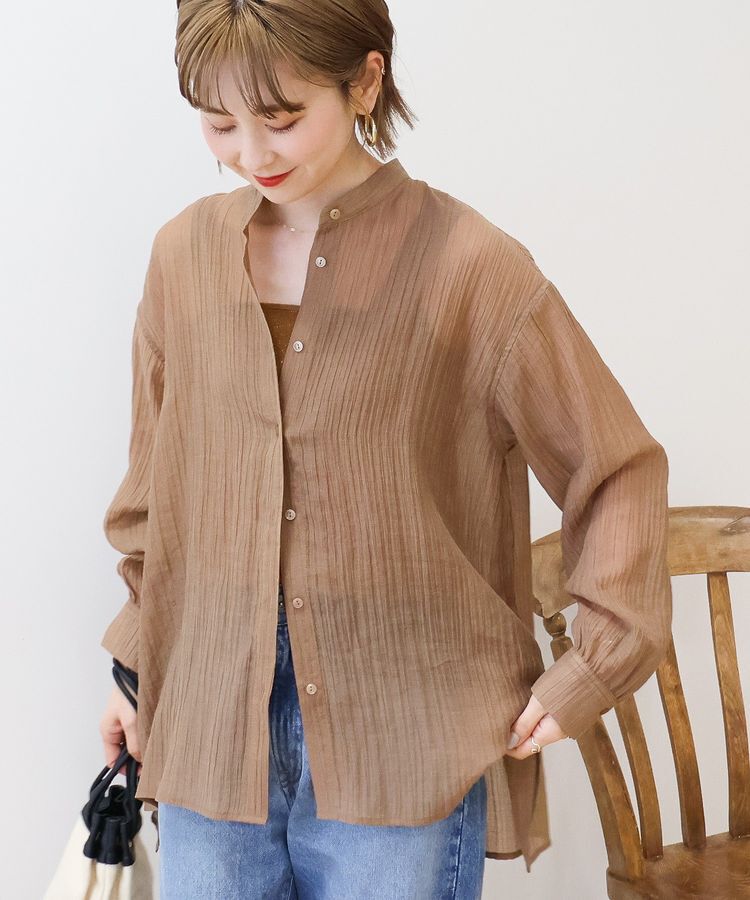 AMERICAN HOLIC「楊柳シアーバンドカラーシャツ」|シャツ・ブラウス|