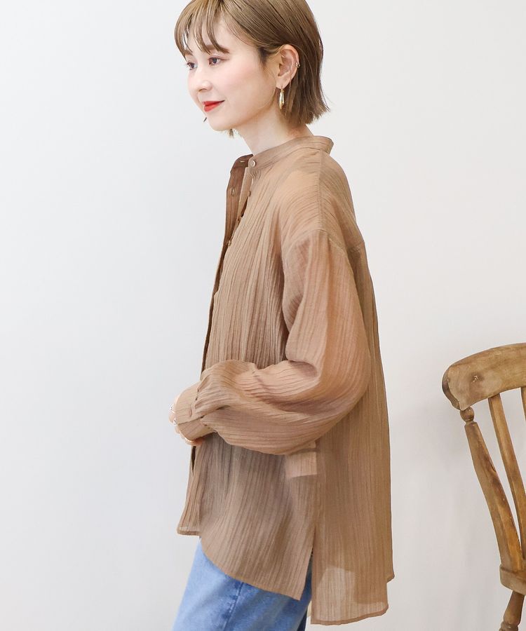 AMERICAN HOLIC「楊柳シアーバンドカラーシャツ」|シャツ・ブラウス|