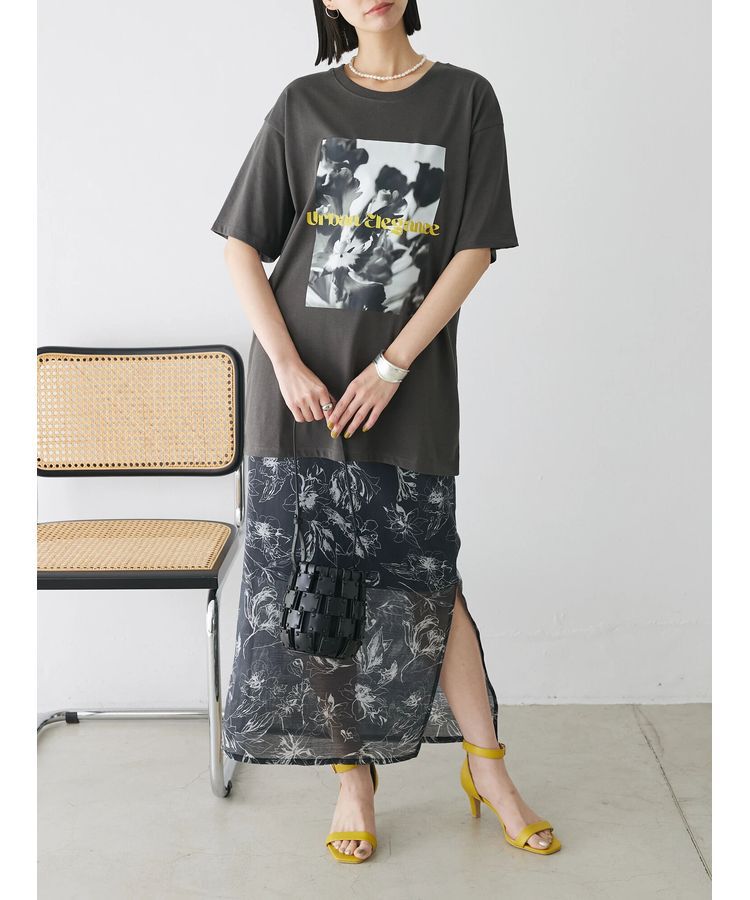 AnriettMusee「レトロフラワーロゴ入りプリントTシャツ」|Tシャツ・カットソー|