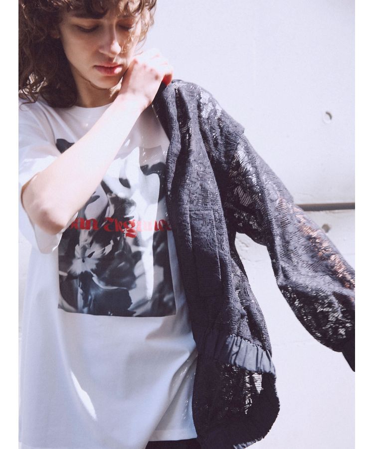 AnriettMusee「レトロフラワーロゴ入りプリントTシャツ」|Tシャツ・カットソー|