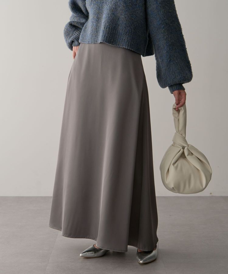 Green Parks「・Petit Fleur サテンフレアスカート」|フレア|Gray