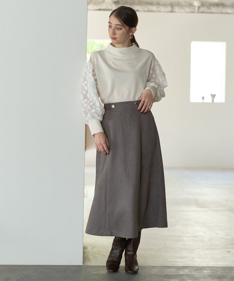 YECCA VECCA「金釦デザインAラインスカート」|フレア|
