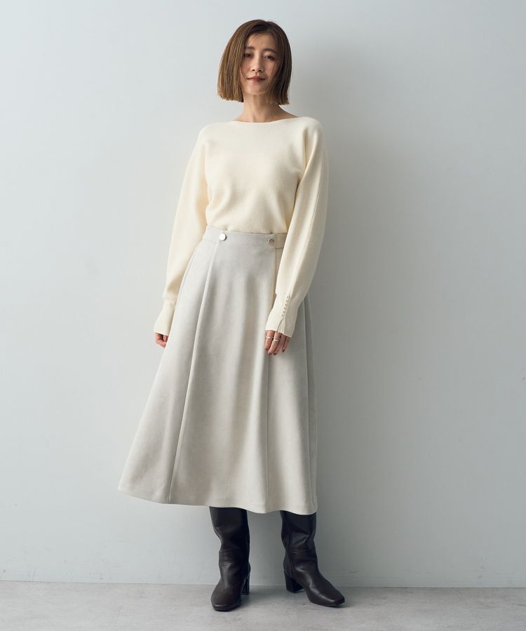 YECCA VECCA「金釦デザインAラインスカート」|フレア|