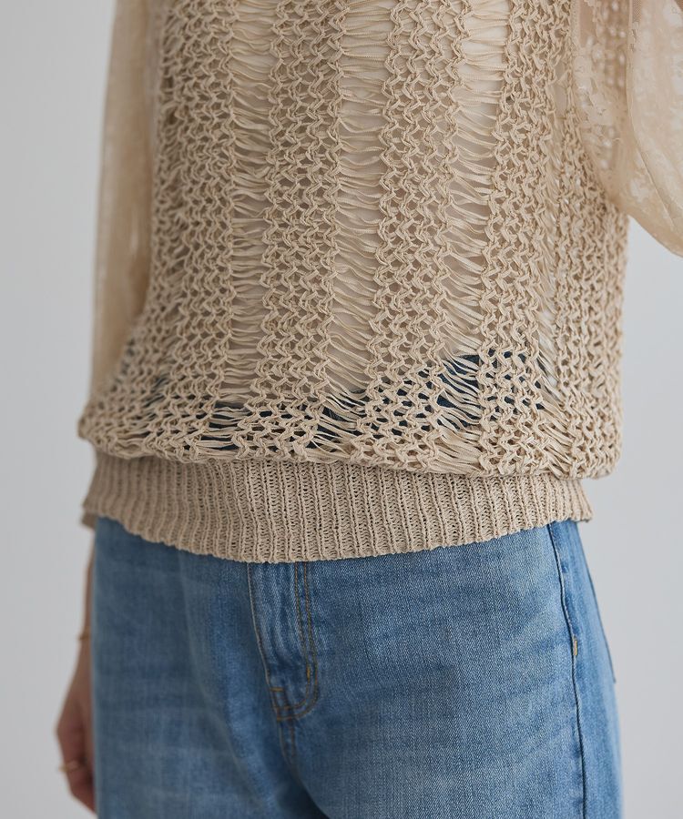 YECCA VECCA「【archive】テープヤーン袖レースプルオーバー」|ニット・セーター|