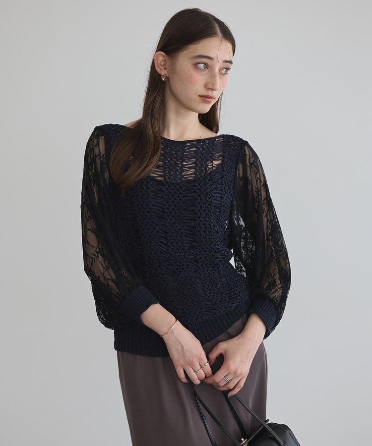 YECCA VECCA「【archive】テープヤーン袖レースプルオーバー」|ニット・セーター|