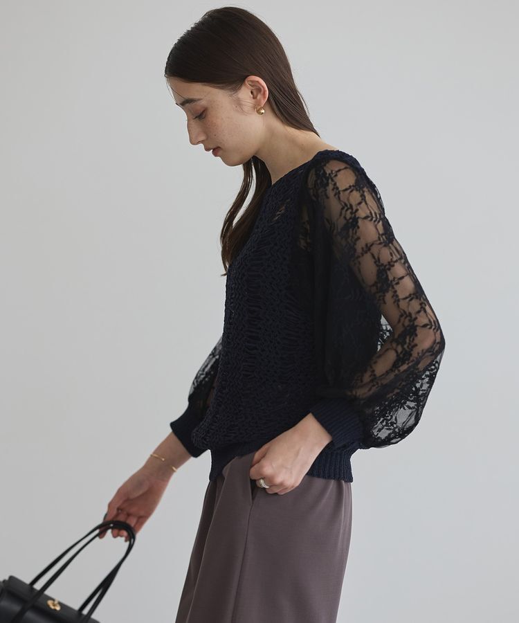 YECCA VECCA「【archive】テープヤーン袖レースプルオーバー」|ニット・セーター|