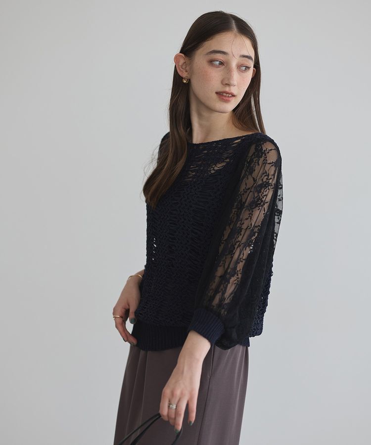 YECCA VECCA「【archive】テープヤーン袖レースプルオーバー」|ニット・セーター|