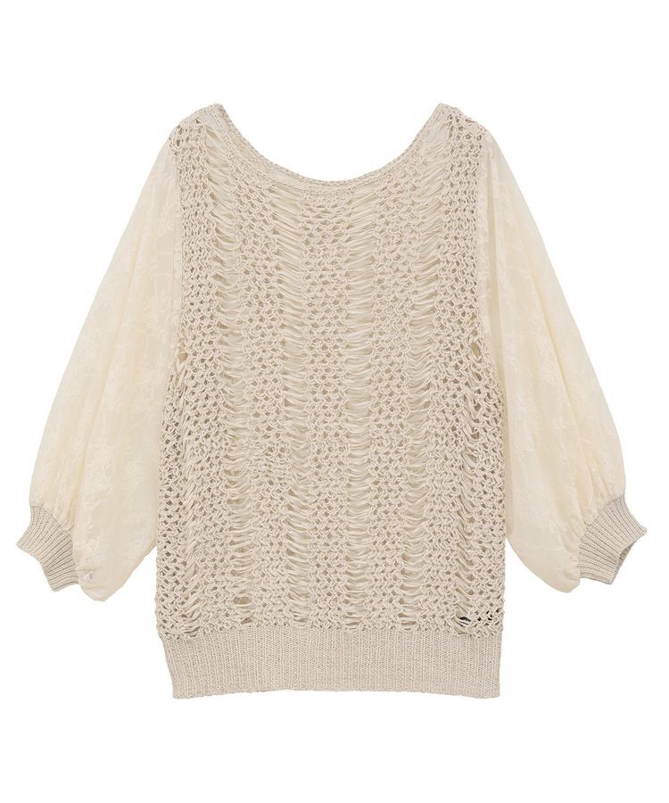 YECCA VECCA「【archive】テープヤーン袖レースプルオーバー」|ニット・セーター|