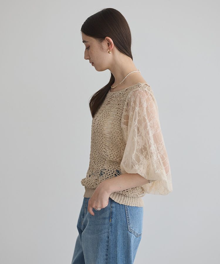 YECCA VECCA「【archive】テープヤーン袖レースプルオーバー」|ニット・セーター|