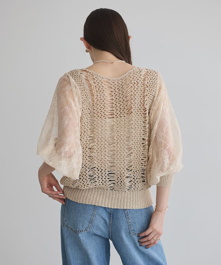 YECCA VECCA「【archive】テープヤーン袖レースプルオーバー」|ニット・セーター|