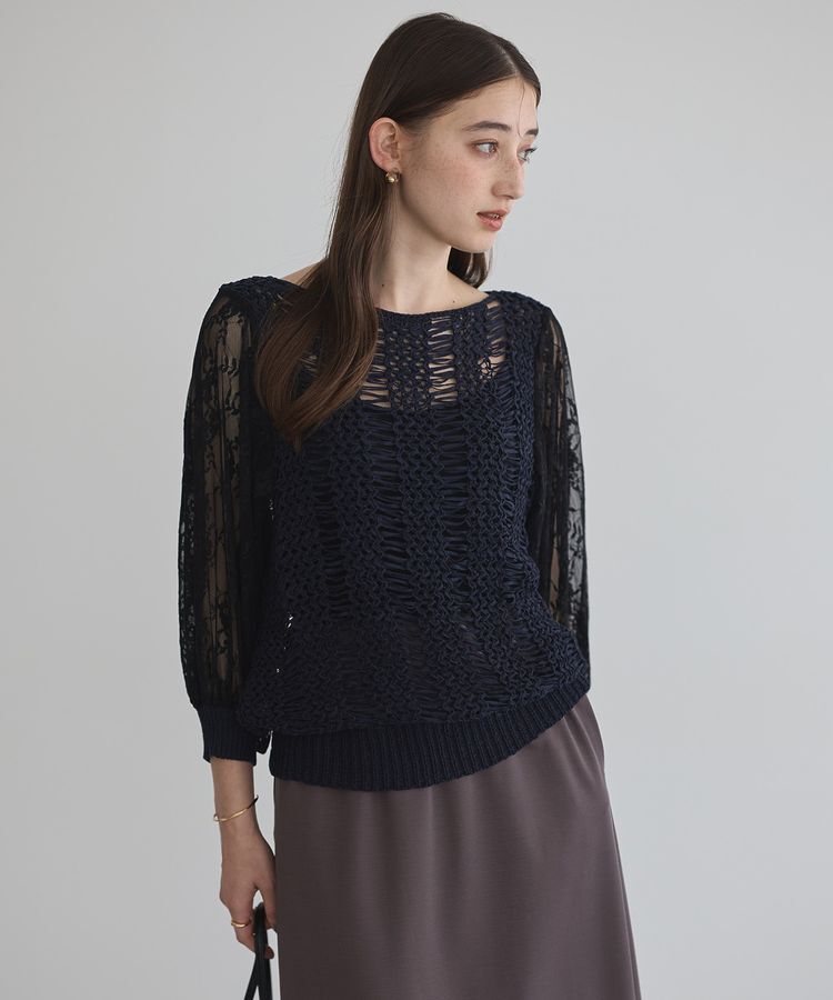 YECCA VECCA「【archive】テープヤーン袖レースプルオーバー」|ニット・セーター|