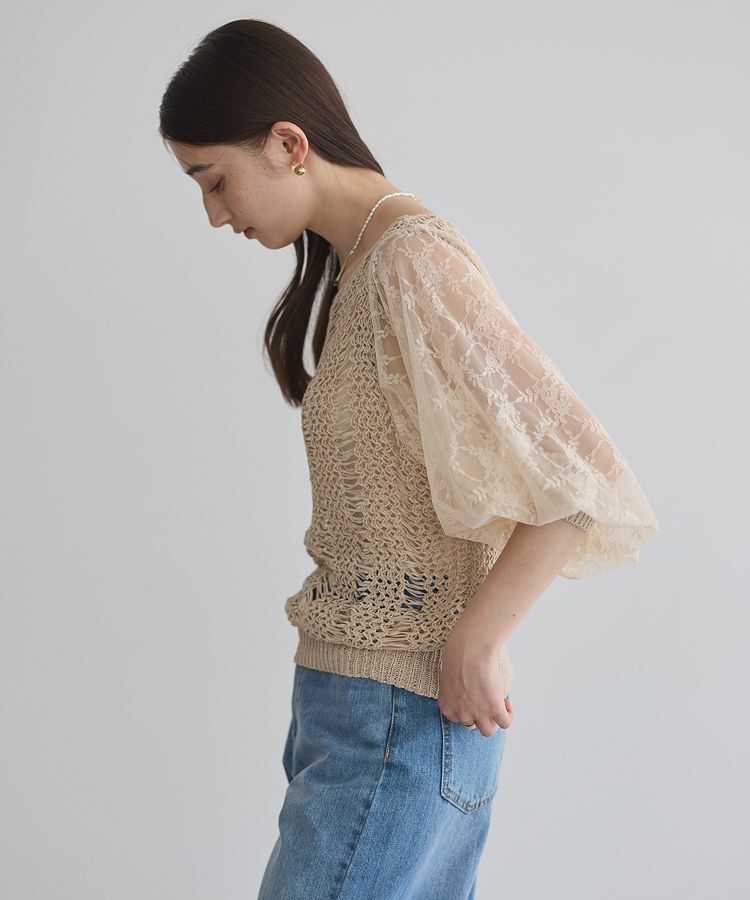 YECCA VECCA「【archive】テープヤーン袖レースプルオーバー」|ニット・セーター|