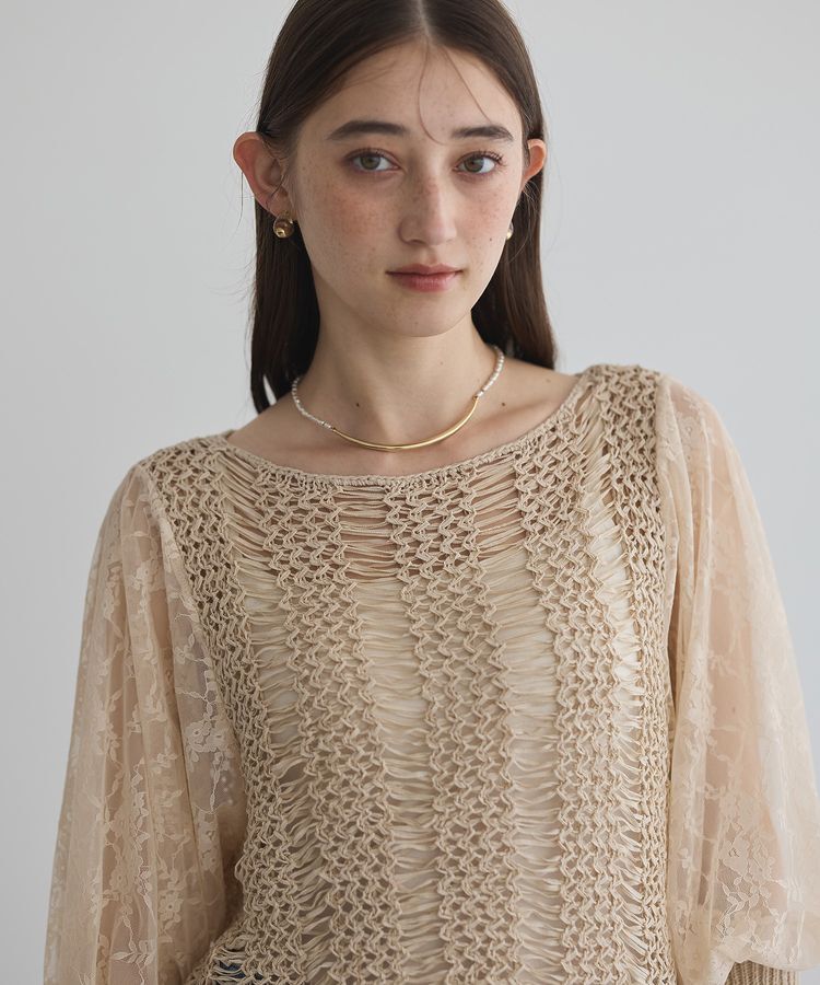 YECCA VECCA「【archive】テープヤーン袖レースプルオーバー」|ニット・セーター|