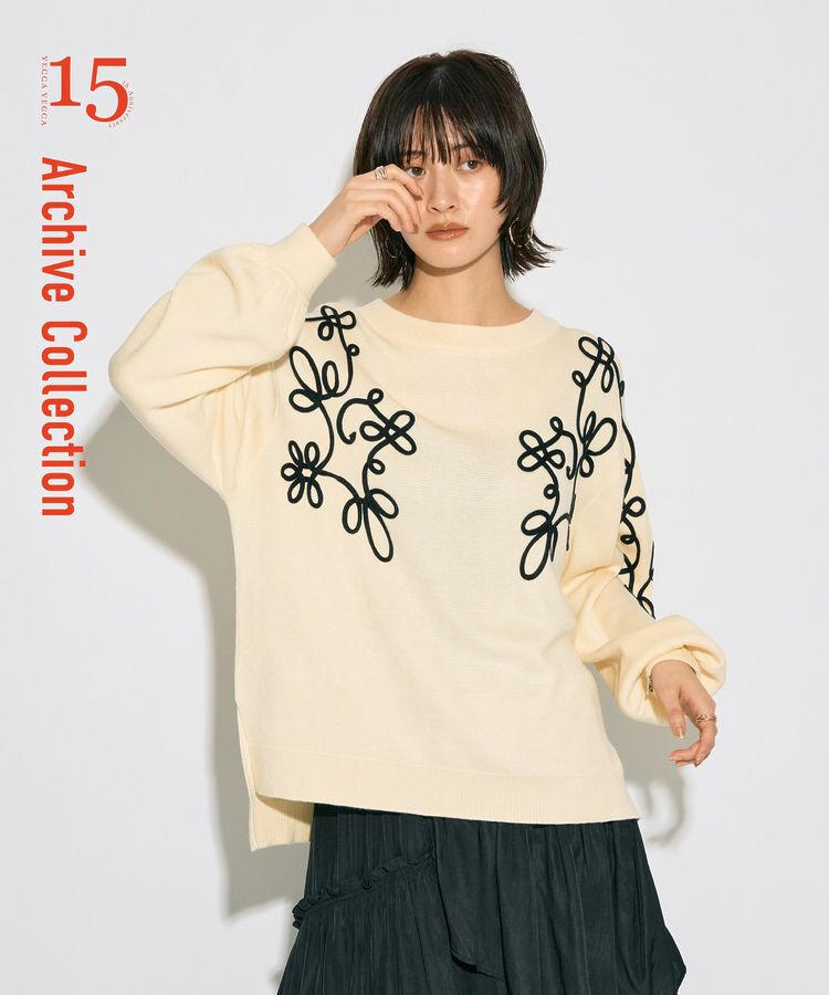 Editt by YECCA VECCA「【archive】コード刺繍ニット」|ニット・セーター|Ivory