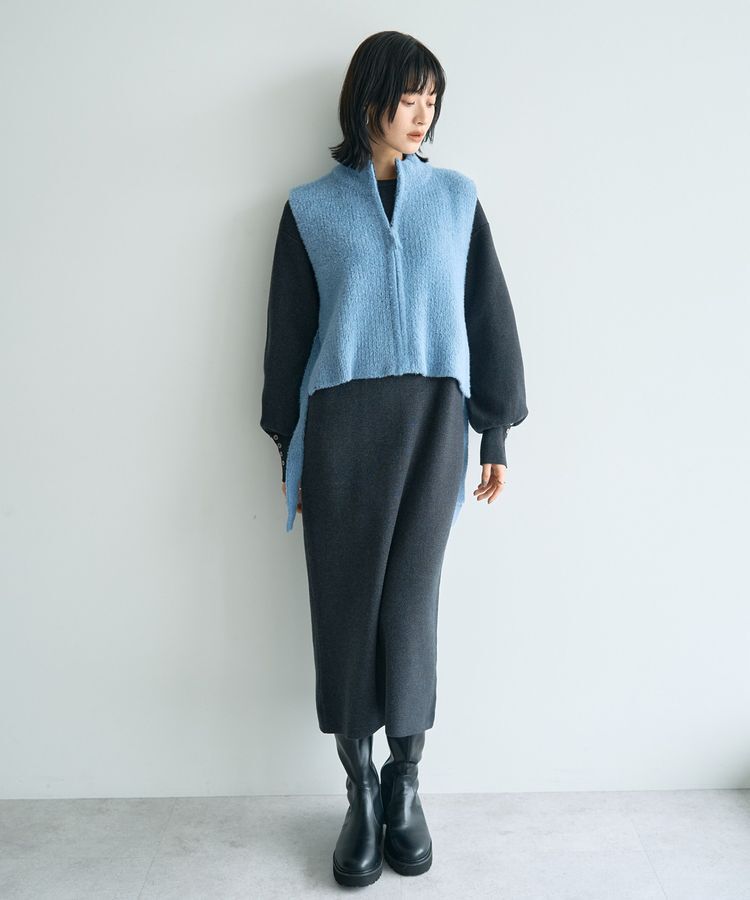 YECCA VECCA「【2点SET】ZIPベストセットニットワンピース」|ワンピース|Charcoal Gray