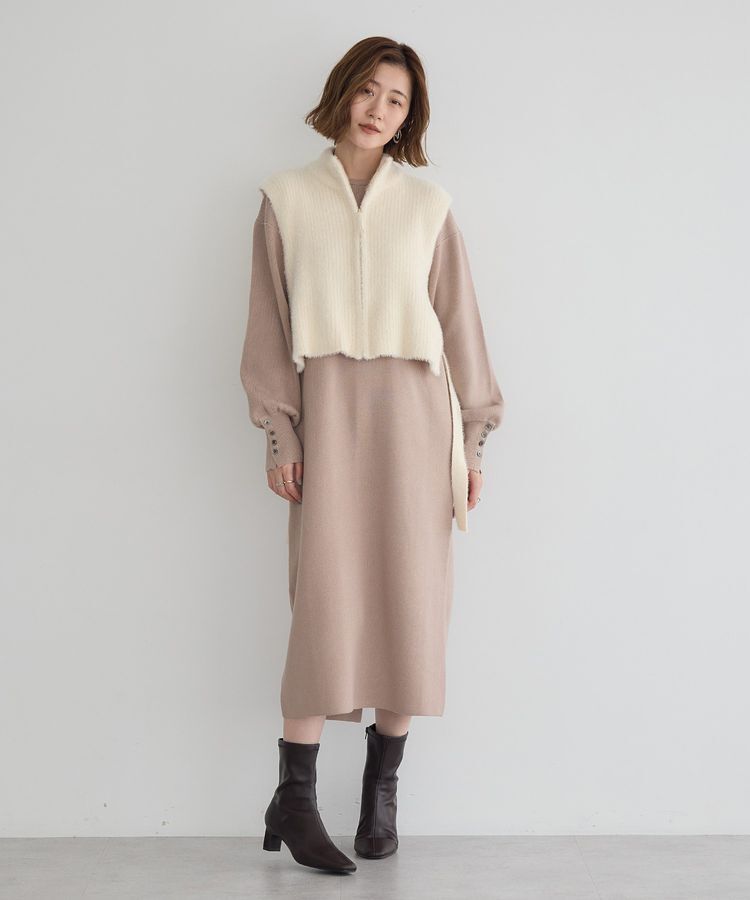 YECCA VECCA「【2点SET】ZIPベストセットニットワンピース」|ワンピース|