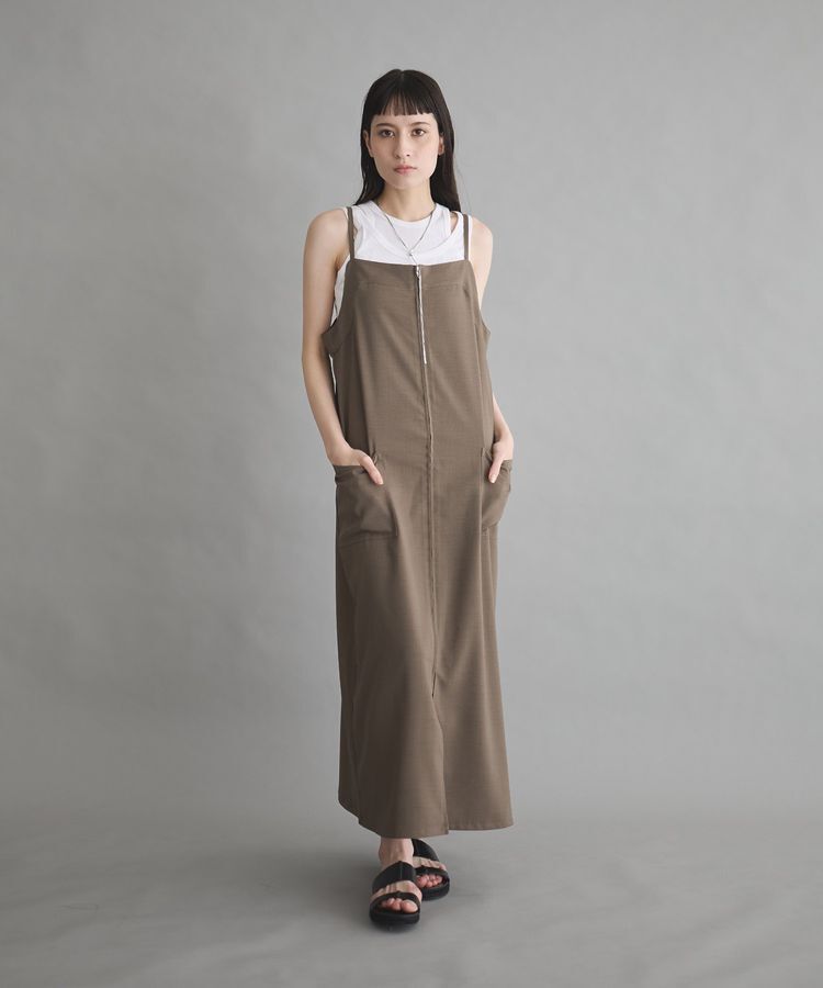GARAGE OF GOOD CLOTHING「ZIP開きジャンパースカート」|ジャンパースカート|Khaki