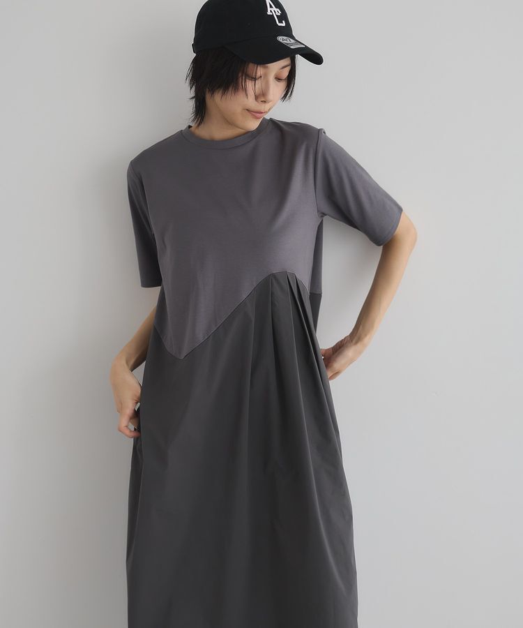GARAGE OF GOOD CLOTHING「異素材切り替えコクーンワンピース」|ワンピース|