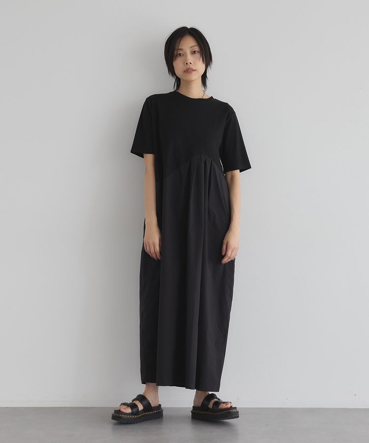 GARAGE OF GOOD CLOTHING「異素材切り替えコクーンワンピース」|ワンピース|Black