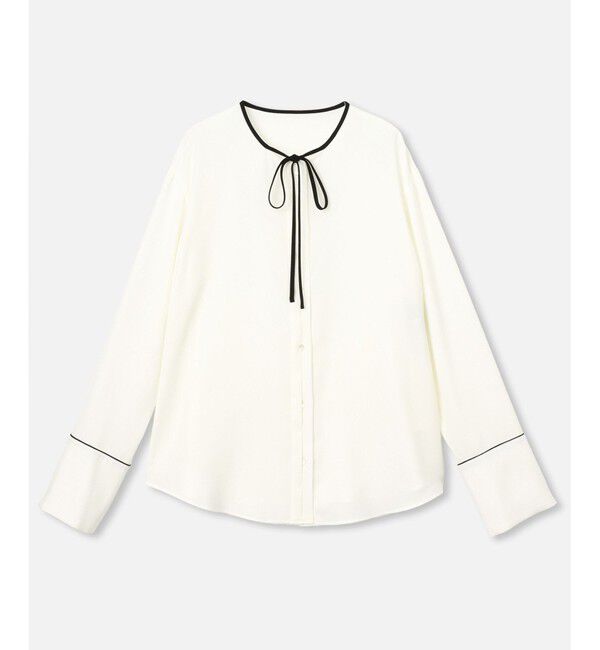 allureville「ジョーゼットホソパイピングブラウス」|シャツ・ブラウス|