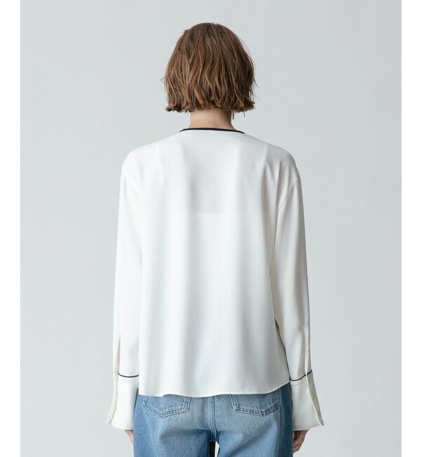 allureville「ジョーゼットホソパイピングブラウス」|シャツ・ブラウス|