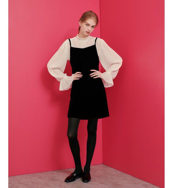 LOULOU WILLOUGHBY「【LOULOU WILLOUGHBY】ベルベットミニワンピース」|ワンピース|ブラック