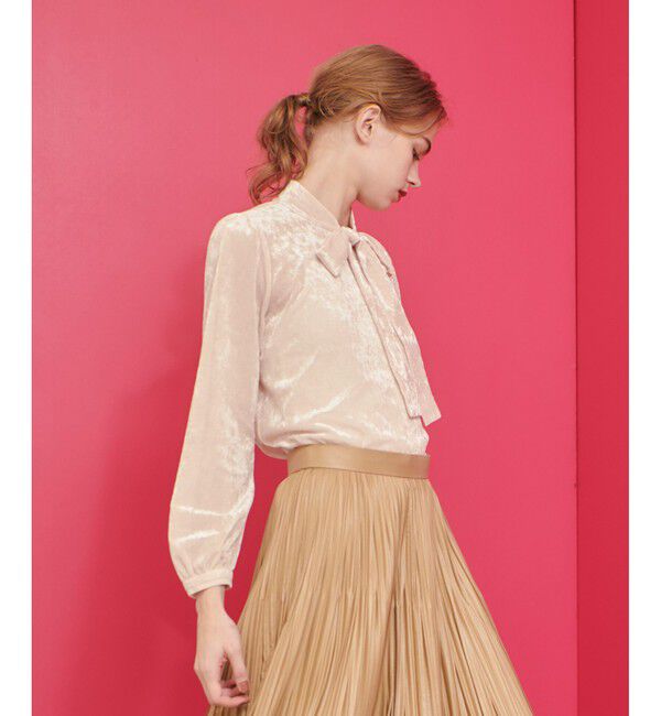 LOULOU WILLOUGHBY「【LOULOU WILLOUGHBY】シアーベロアリボンプルオーバー」|Tシャツ・カットソー|