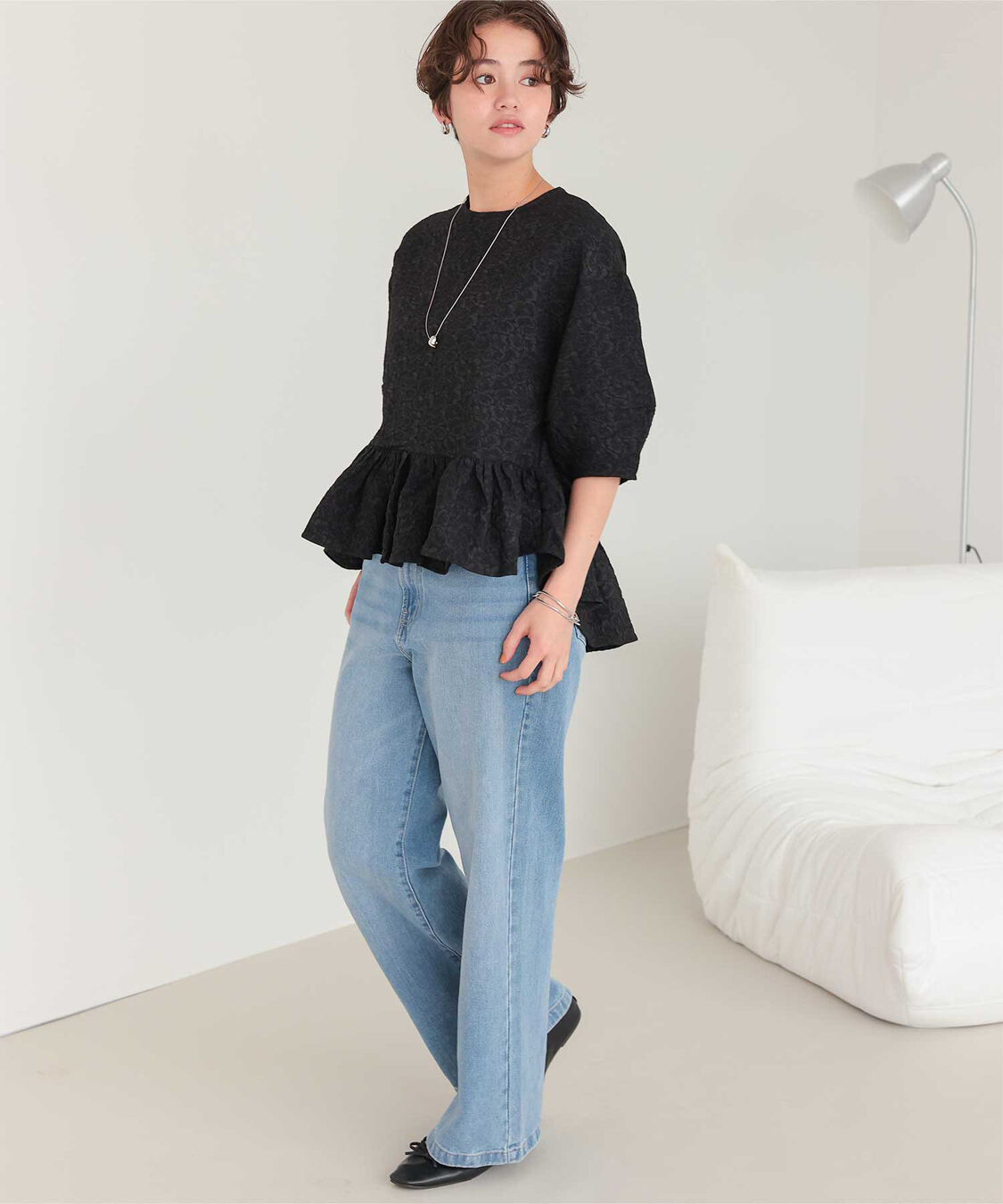 titivate「ふくれジャガードペプラムデザイントップス」|シャツ・ブラウス|