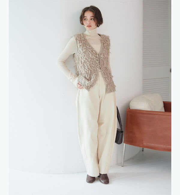 titivate「カーブラインデニムパンツ」|デニム|アイボリー