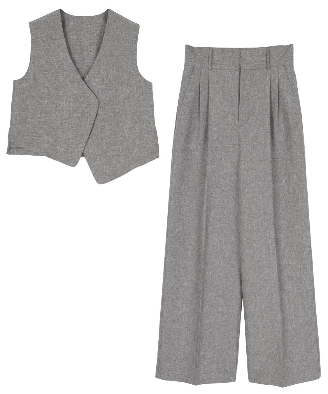 ur's「【春名亜美さんコラボアイテム】アシンメトリージレ&times;ワイドパンツセットアップ」|ベスト・ジレ|