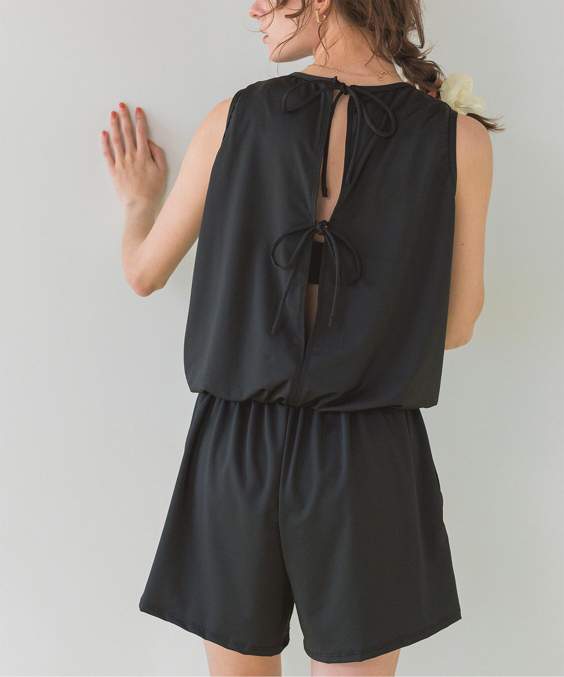 SEA DRESS「ﾊﾞｯｸﾘﾎﾞﾝﾉｰｽﾘｰﾌﾞｵｰﾙｲﾝﾜﾝ/水着」|コンビネゾン|