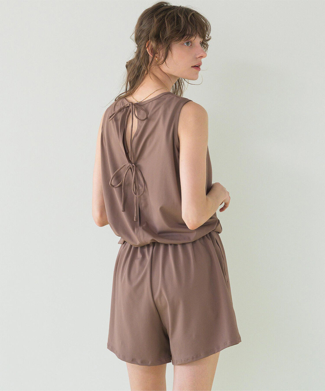 SEA DRESS「ﾊﾞｯｸﾘﾎﾞﾝﾉｰｽﾘｰﾌﾞｵｰﾙｲﾝﾜﾝ/水着」|コンビネゾン|