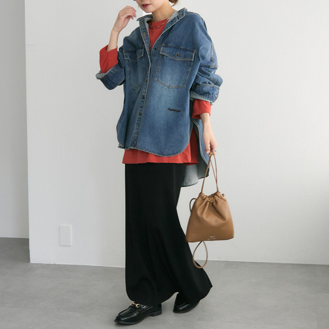 PUAL名品！】ヴィンテージライクデニムバンドカラーシャツ｜ルミネの