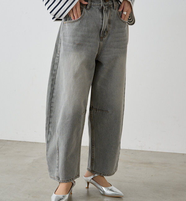  「【低身長・高身長対応/サイズ展開あり】デニムカーブレッグパンツ」|デニム|