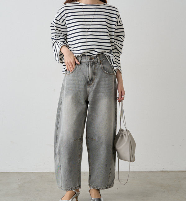  「【低身長・高身長対応/サイズ展開あり】デニムカーブレッグパンツ」|デニム|